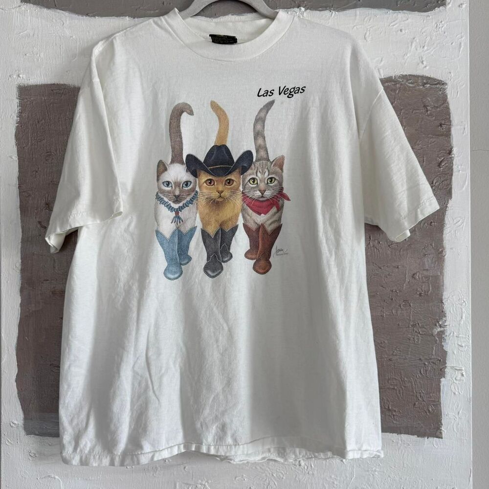 Vintage cowboy nature double sided cat shirt